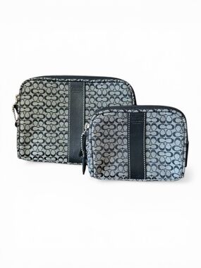 Vintage Coach Signature Monogram Cosmetic Bag Set